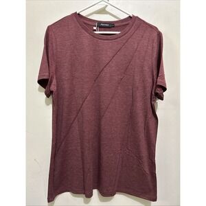 AUTOMET Womens Tops Casual Basic T Shirts Loose Fit Large‎ Wine Red NWT